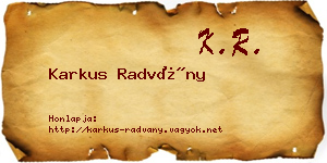 Karkus Radvány névjegykártya